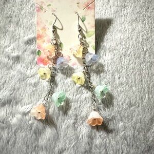 Delicate Pastel Flower Dangle Earrings - Multi-Color